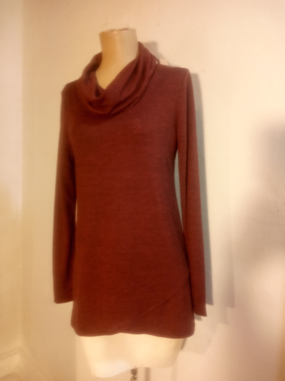 LOFT Rust Brown Cowl Neck Tunic Sweater